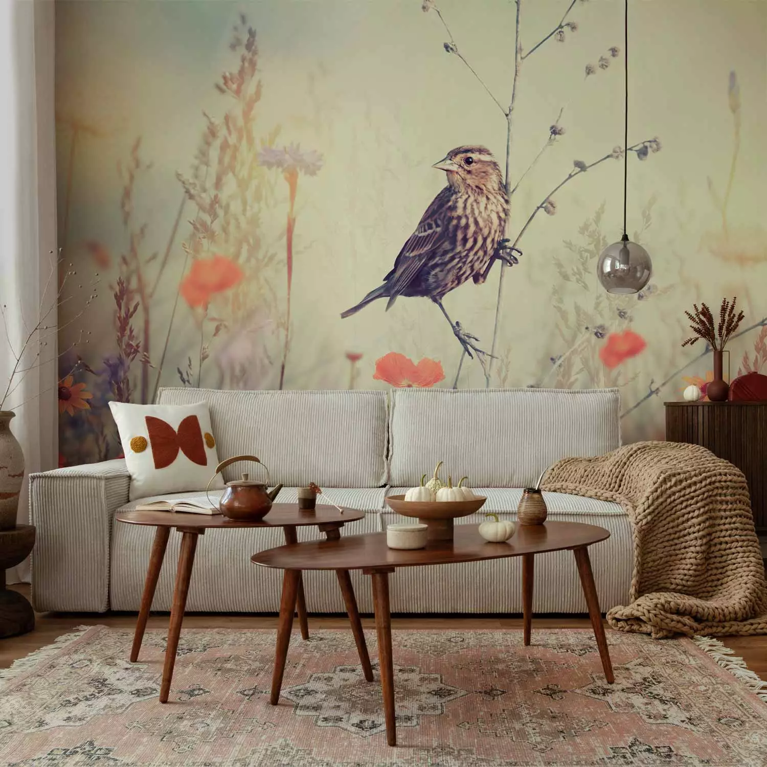 Photo Wallpaper Field Bird