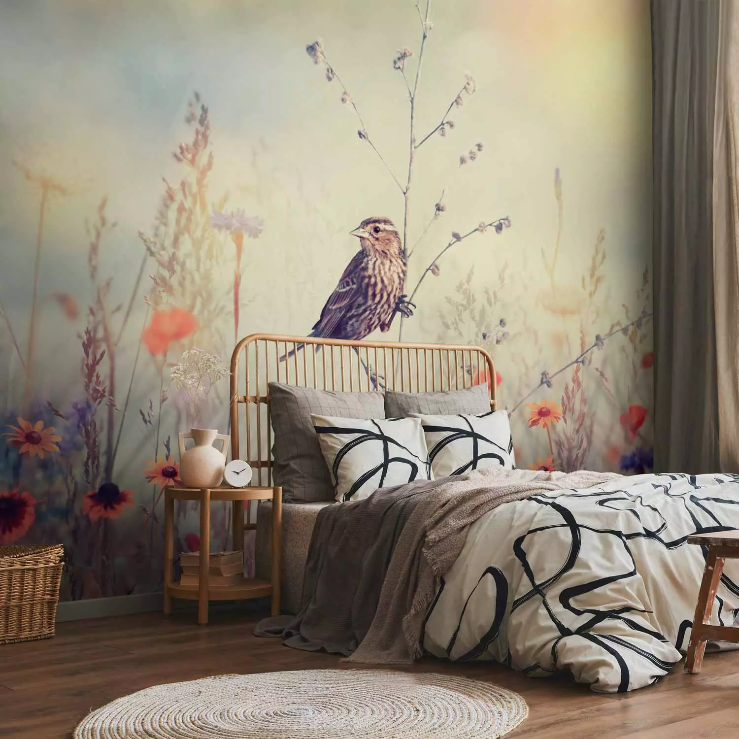Photo Wallpaper Field Bird