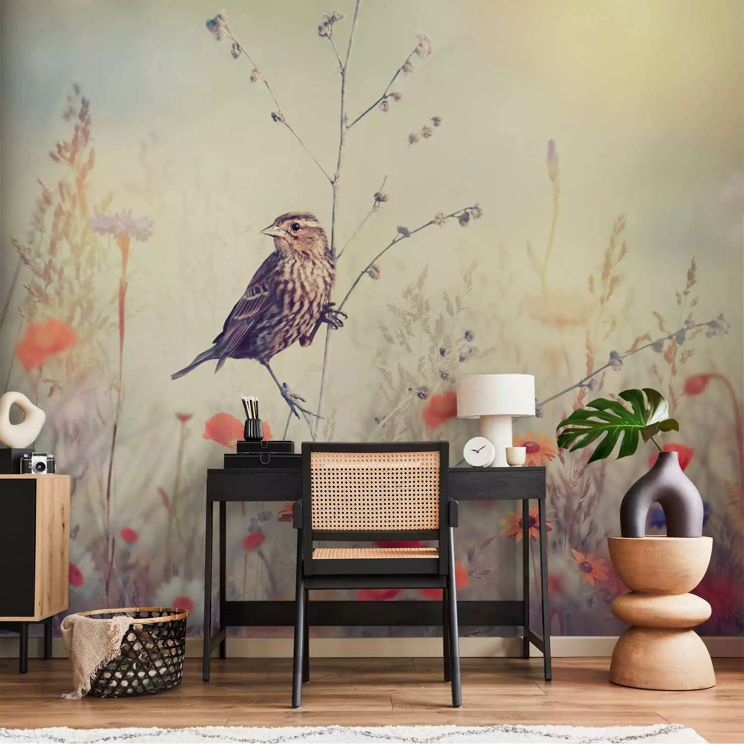 Photo Wallpaper Field Bird
