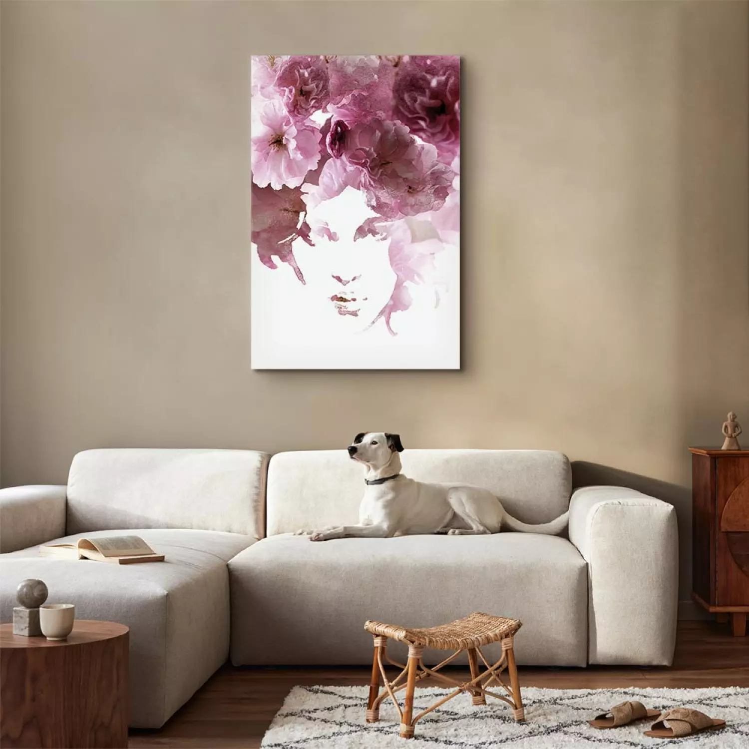 Canvas Floral woman portrait - abstract theme with woman and flowers
