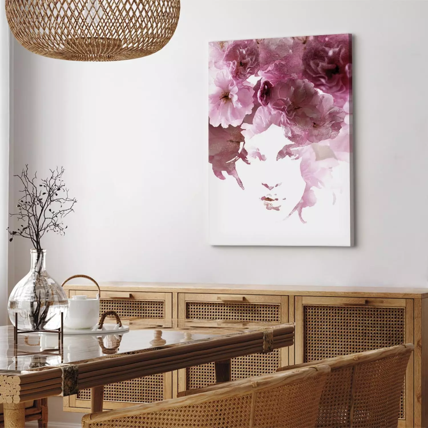 Canvas Floral woman portrait - abstract theme with woman and flowers