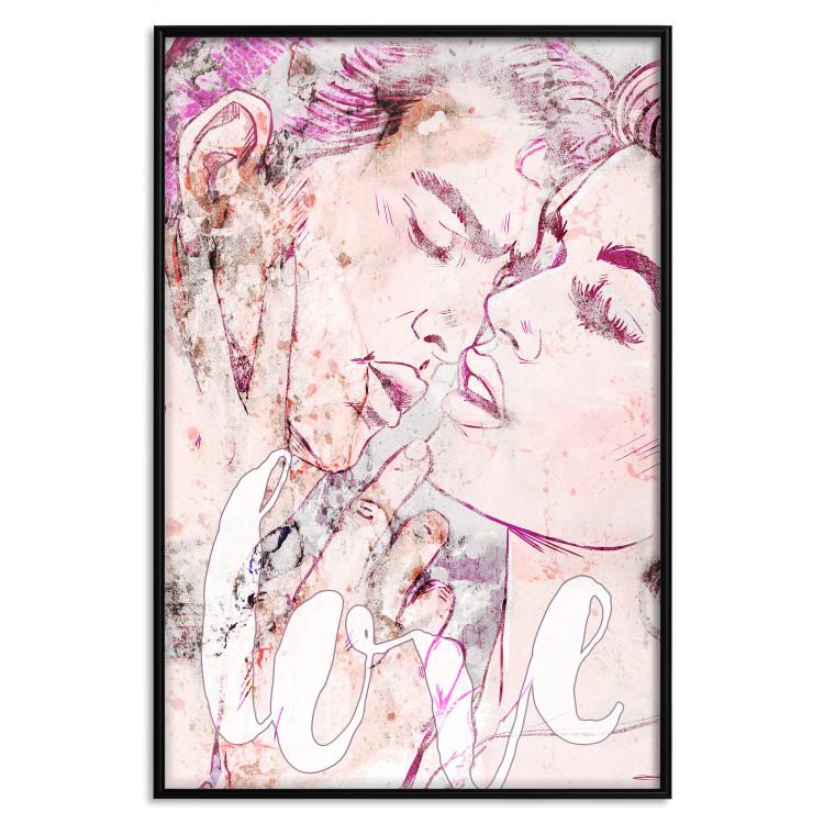 Poster Love from the Billboard - colorful romantic couple and English text