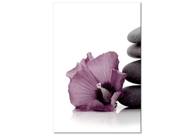 Canvas Hibiscus calm - Zen style composition, with oriental orchid flower and stones, ideal for interiors in Japanese style