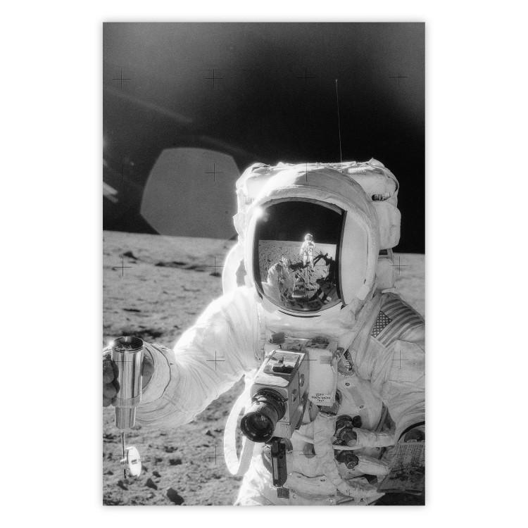 Poster Cosmonaut Profession - black and white frame of the first man on the moon