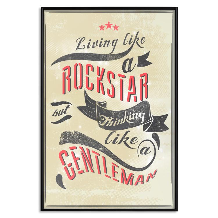 Poster Rockstar - English captions on sandy retro-style background