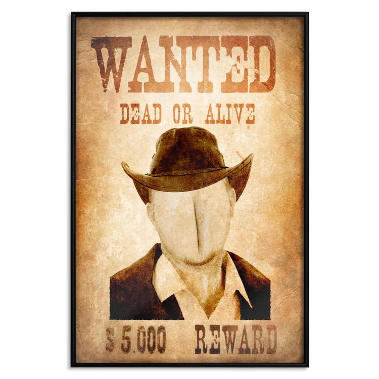Poster Wanted - captions and faceless human figure on brown paper