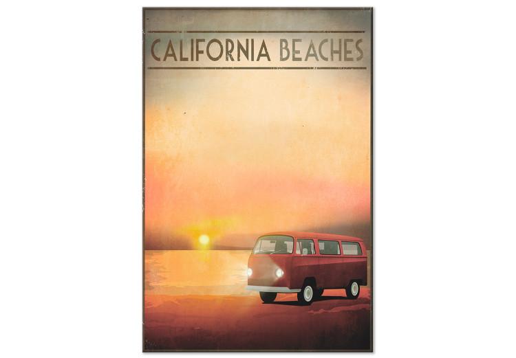Canvas Californian beach with VW retro - landscape of the sunset over the sea