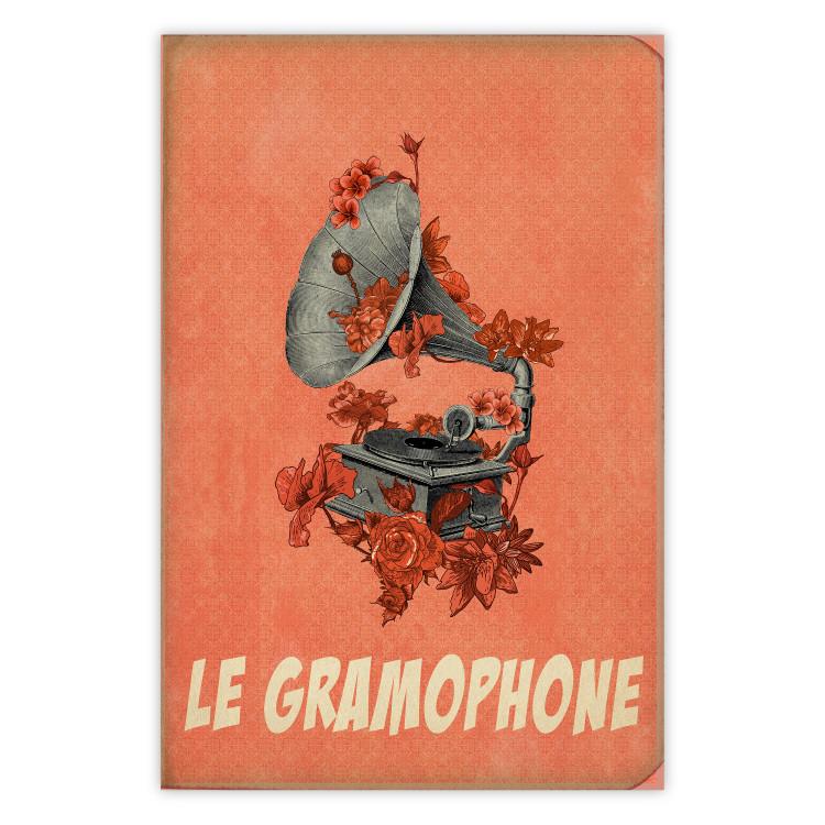 Poster Phonograph - French captions and flower-covered music player