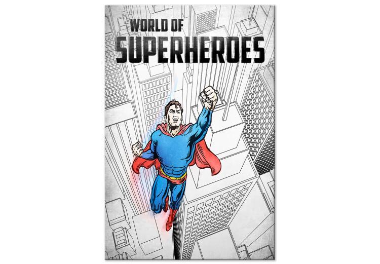 Canvas Superhero with skyscrapers - graphic inspired by Superman comic books