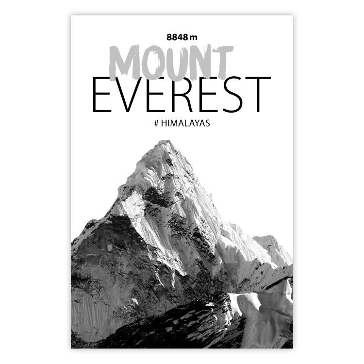 Poster Mount Everest - black and white mountain landscape with English captions