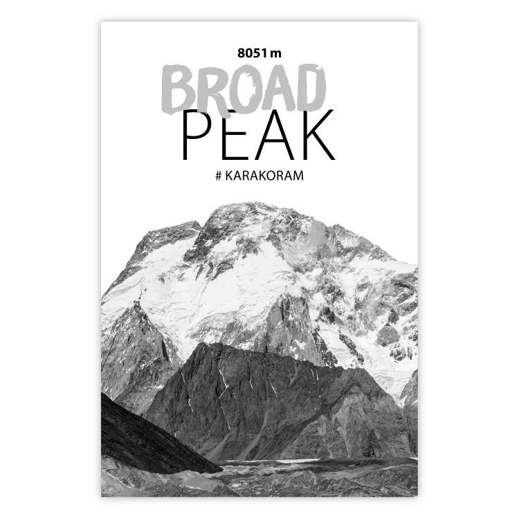 Poster Broad Peak - black and white mountain landscape with English captions