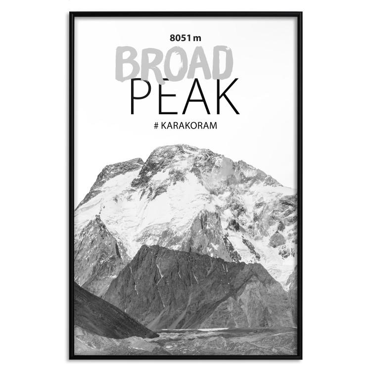 Poster Broad Peak - black and white mountain landscape with English captions