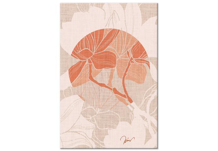 Canvas Canvas magnolia - japandi style orange flower print