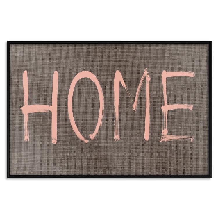 Poster At Home - pink English text on dark fabric texture