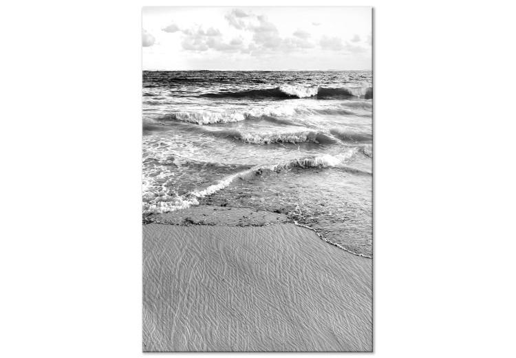 Canvas Waves of the Baltic Sea - black and white photo of rough sea and waves