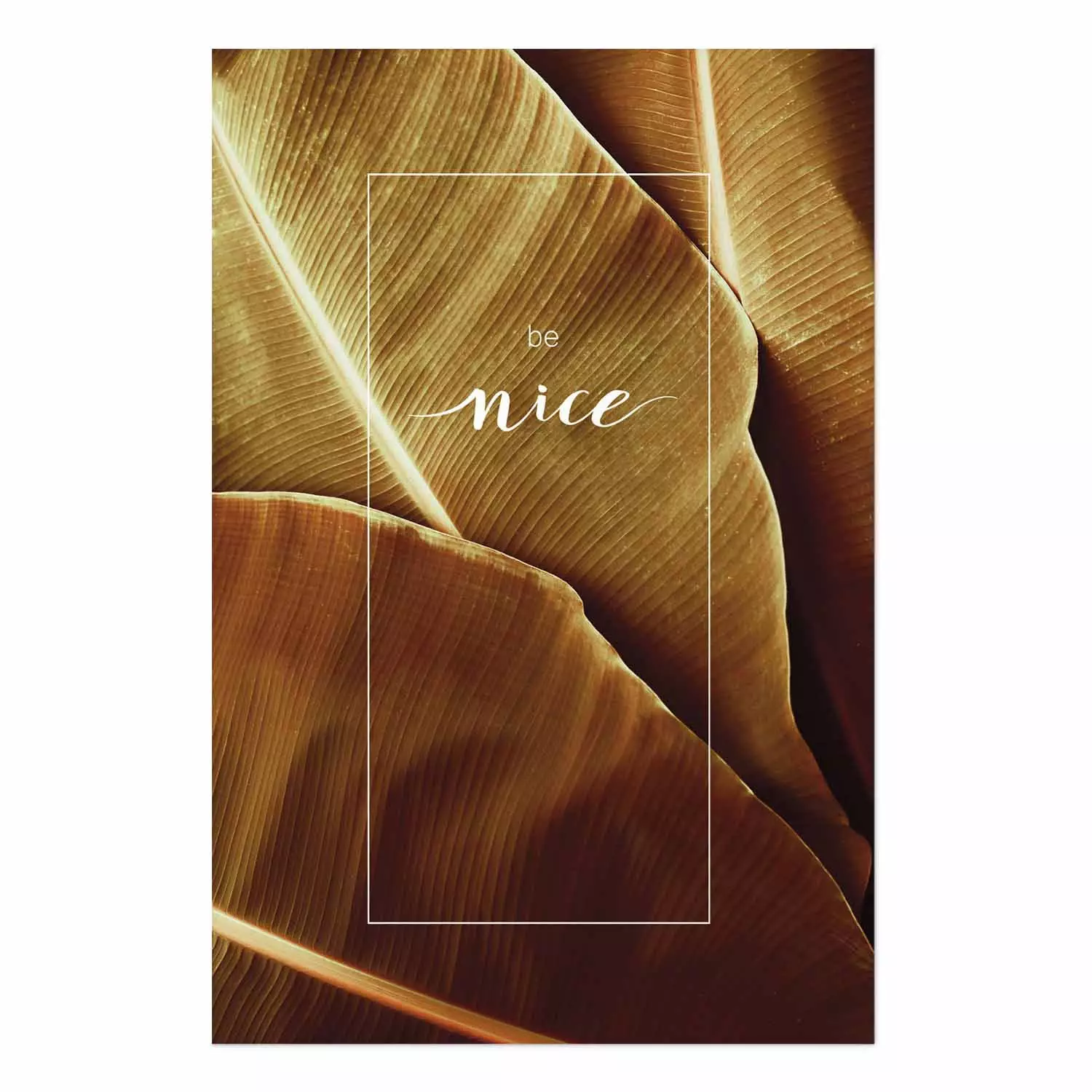 Poster Brown Leaf - stylish English text on background of golden leaves