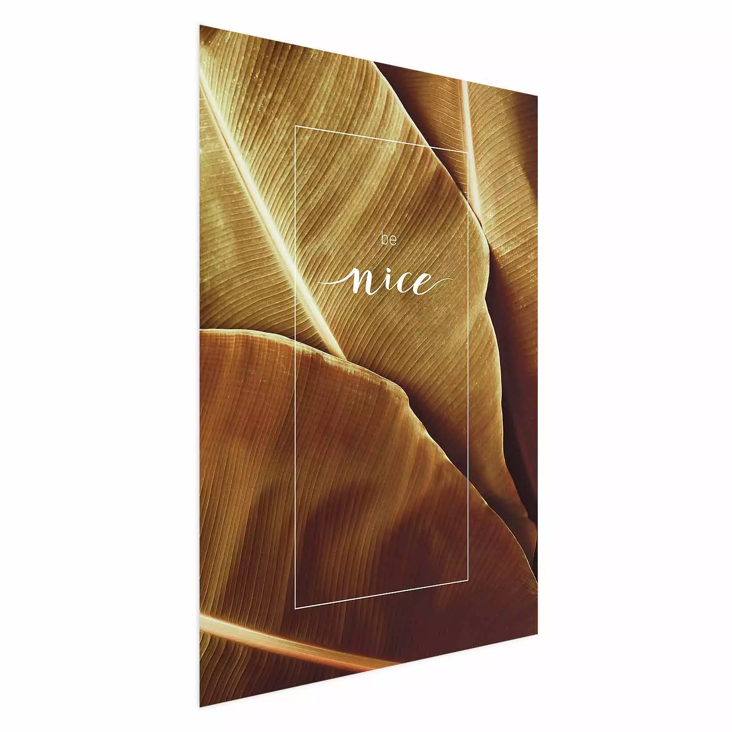 Poster Brown Leaf - stylish English text on background of golden leaves
