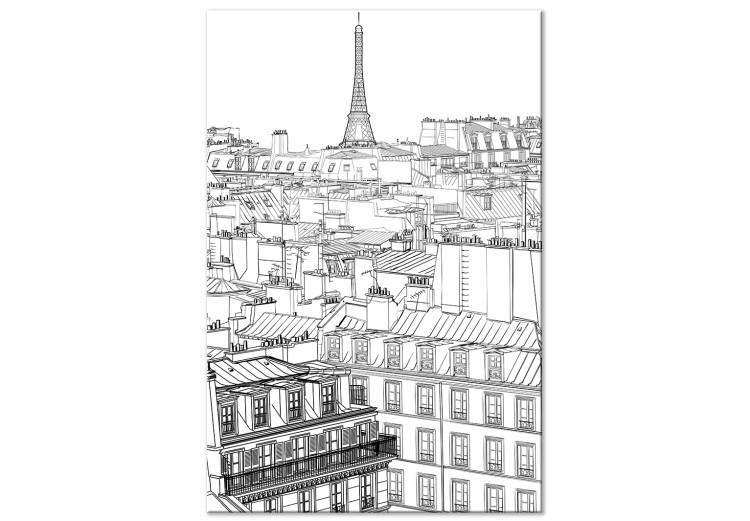 Canvas Drawn panorama of Paris - city landscape and the Eiffel Tower graphic