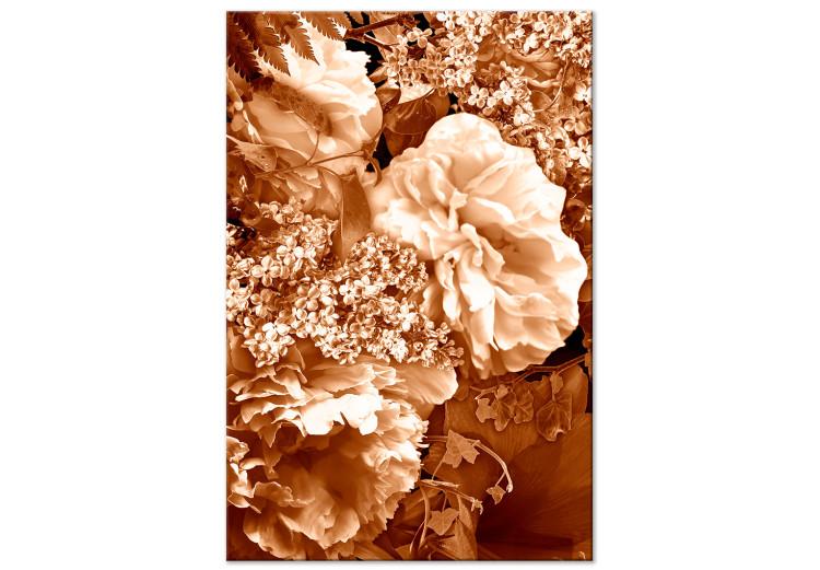 Canvas Autumn flowers in sepia - monochrome photo with a bouquet of flowers