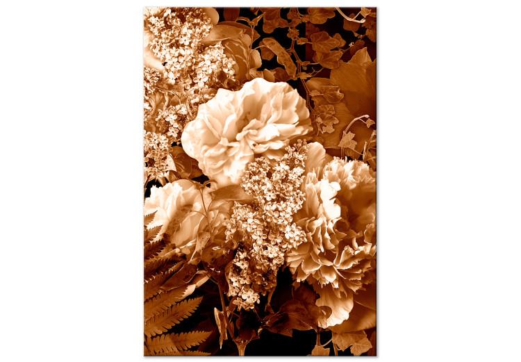 Canvas Autumn bouquet of flowers - a photograph of flowers in sepia colour