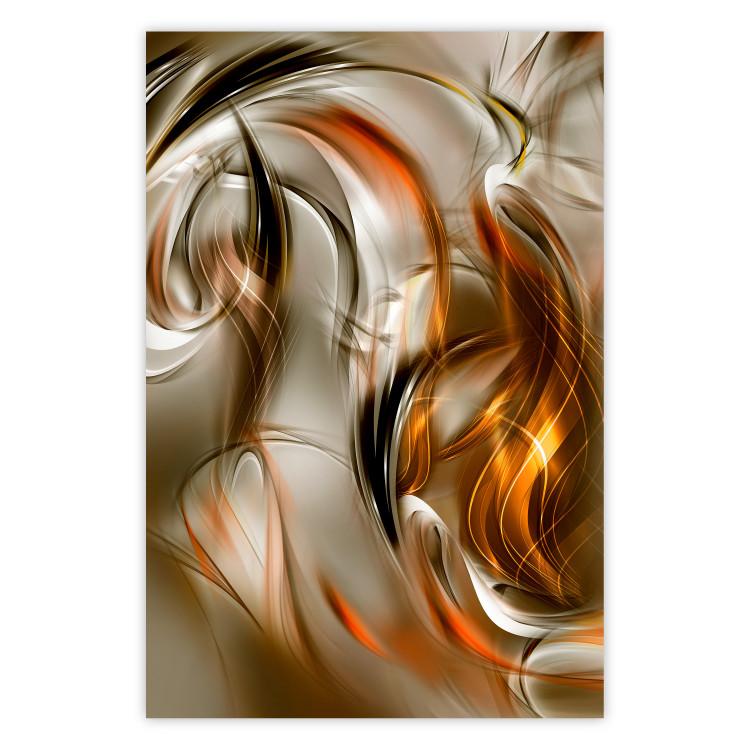 Poster Autumn Wind - abstract golden and silver swirling waves