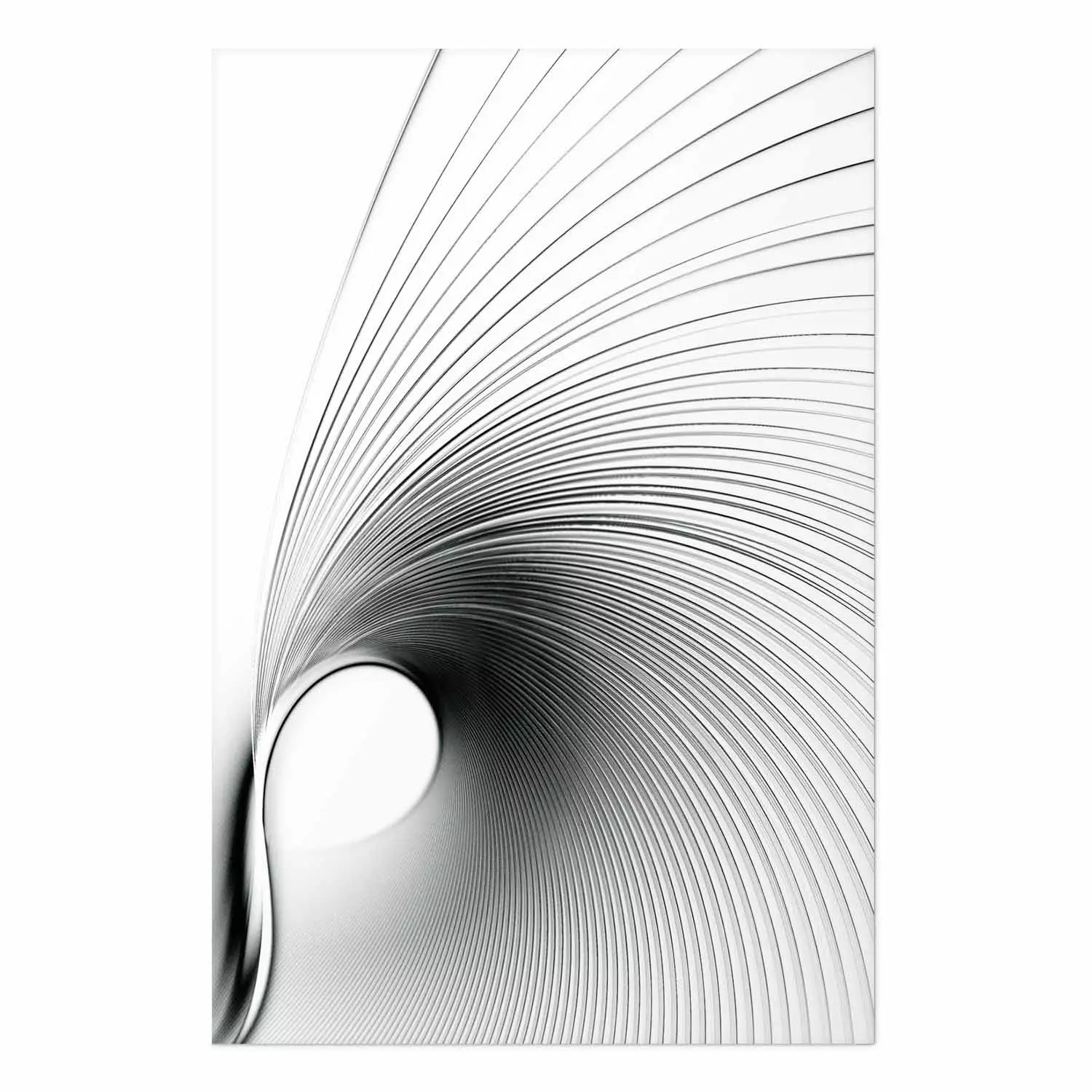 Wall Poster Curve of Time - abstract black lines forming waves on white background