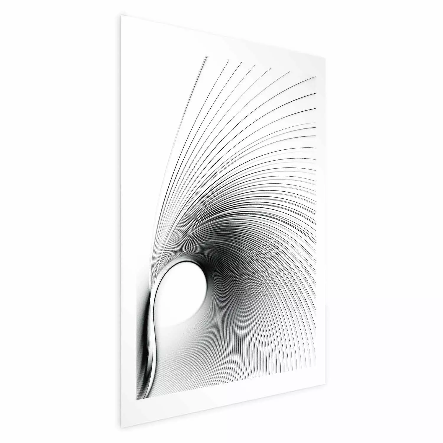 Wall Poster Curve of Time - abstract black lines forming waves on white background