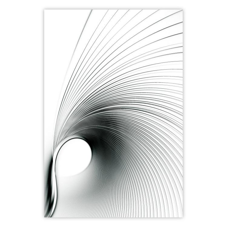 Poster Curve of Time - abstract black lines forming waves on white background