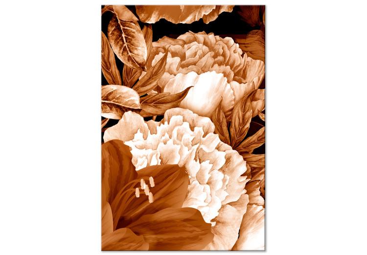 Canvas Bouquet of lilies and peonies in sepia - photo with flowers in sepia