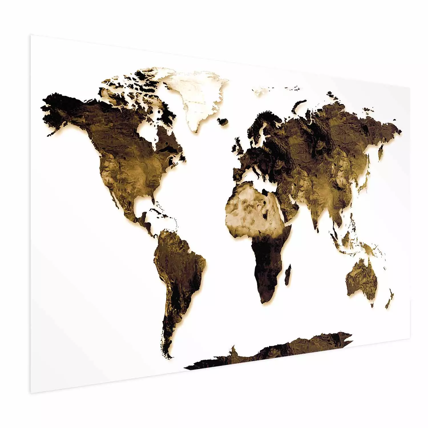 Wall Poster My World - world map with brown-colored continents on white background