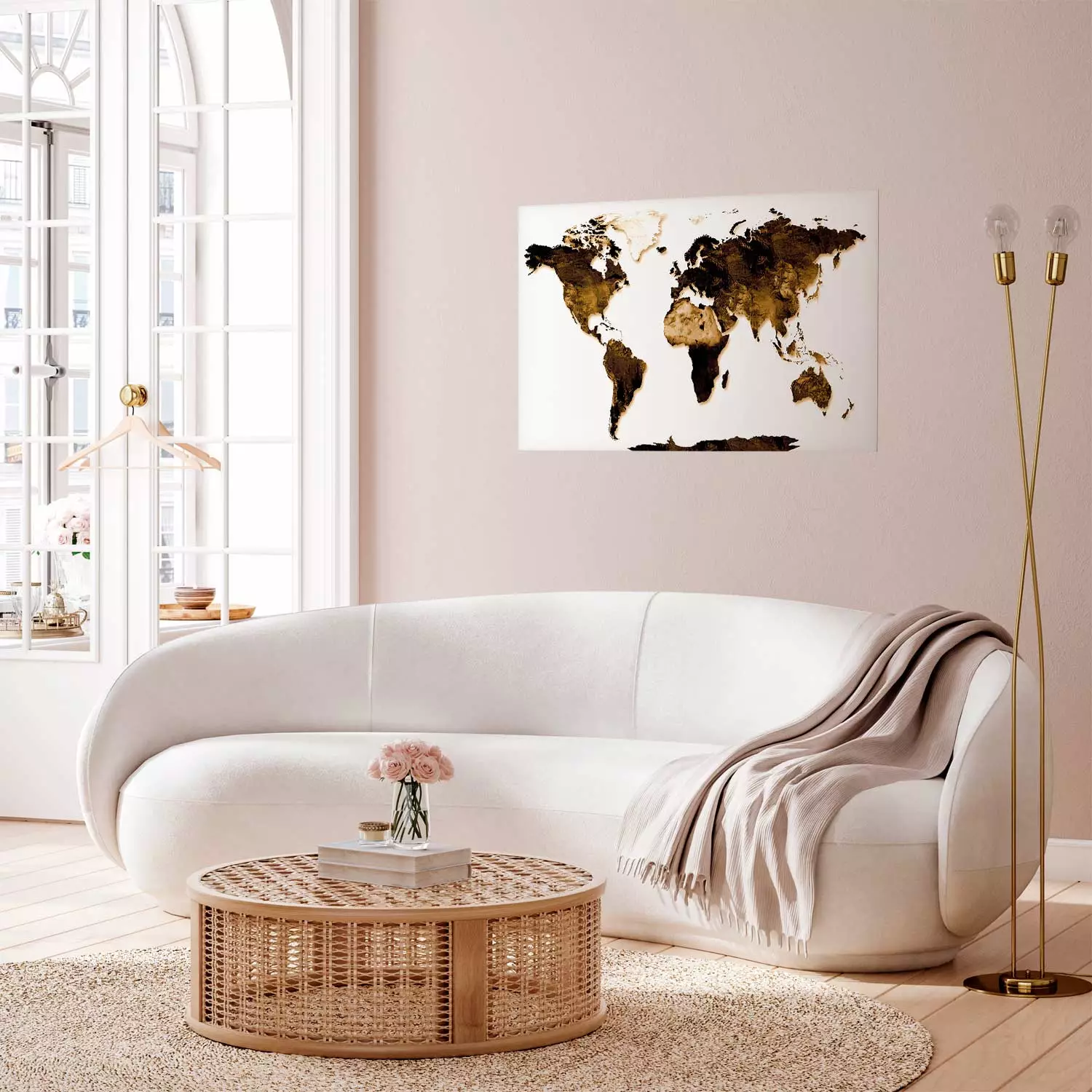 Wall Poster My World - world map with brown-colored continents on white background