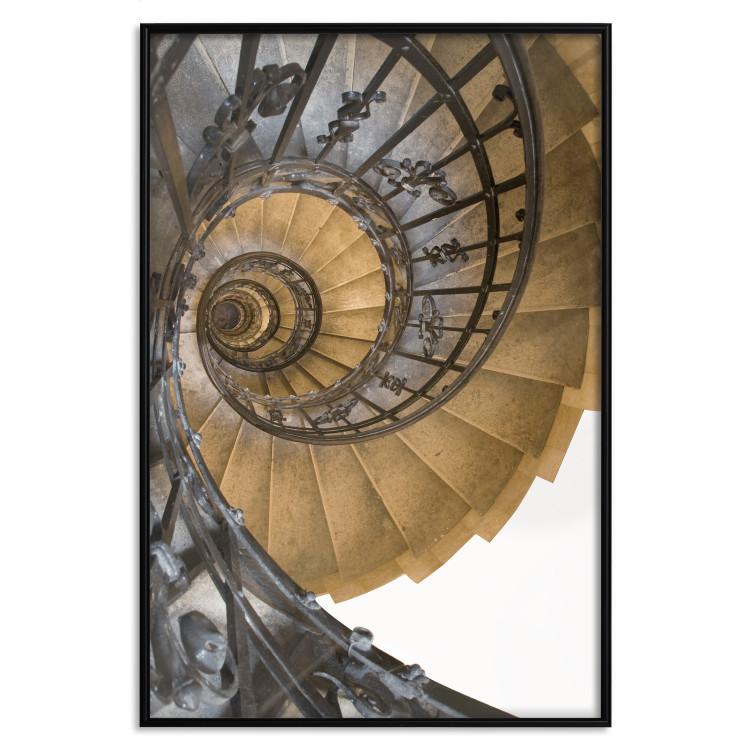 Poster Architectural Spiral - architecture of stairs with metal railing