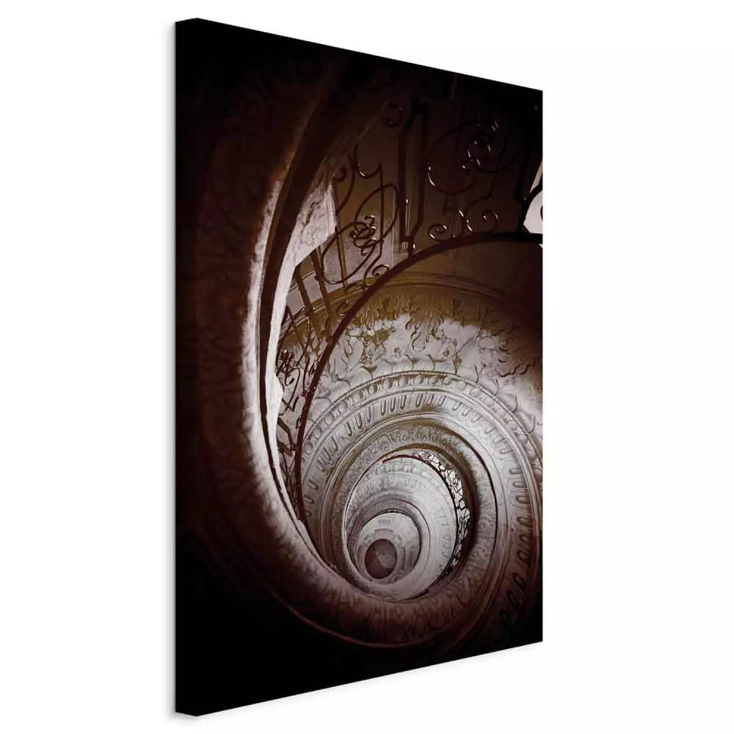 Canvas Print Spiral staircase with decorations - photograph of historic staircase