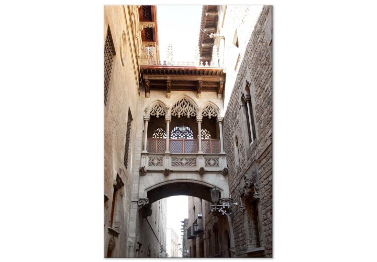 Canvas Gothic district in Barcelona - photograph of historic architecture