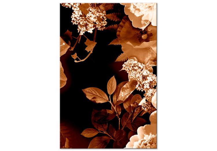 Canvas Autumn floral composition - floristic motif in sepia and white