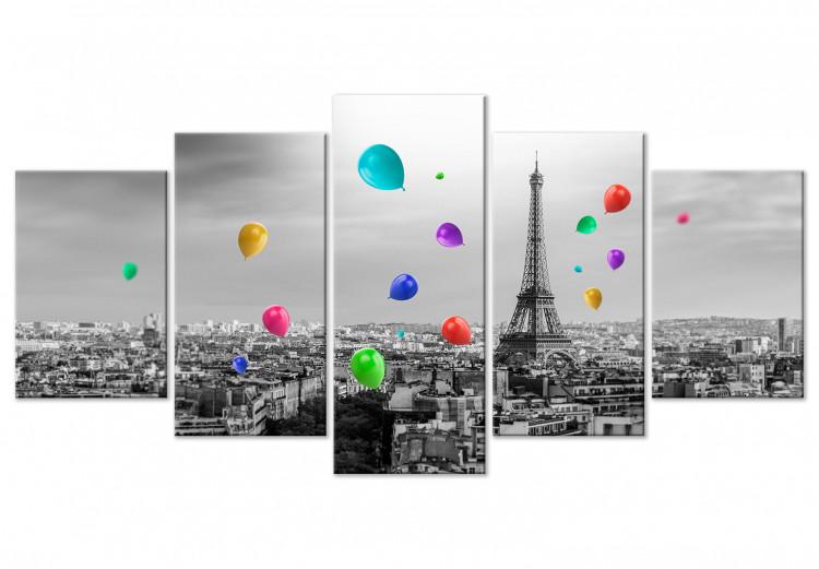 Canvas Paris Balloon (5 Parts) Wide Colourful