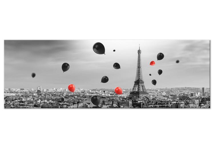 Canvas Paris panorama with balloons - black and white photo with Eiffel Tower