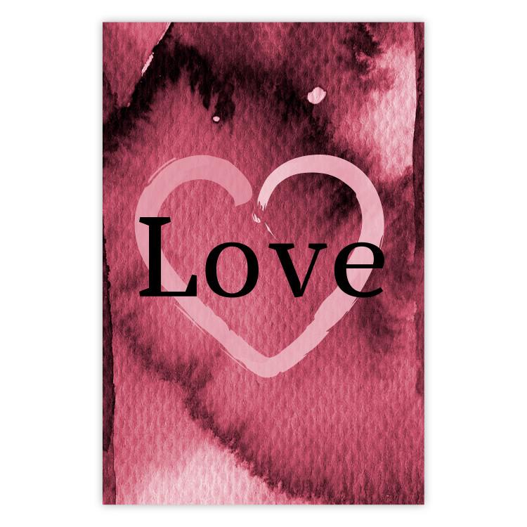 Poster Burgundy Love - black English inscription on red texture