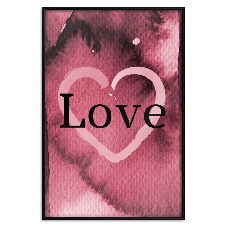 Poster Burgundy Love - black English inscription on red texture