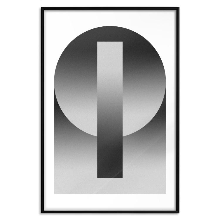 Poster Wedge - black and white abstract geometric figures on white background