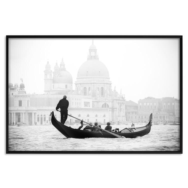 Poster Gondola Ride - photograph of Venice architecture in black and white motif