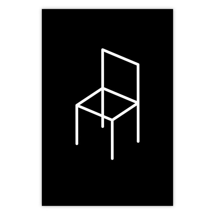 Poster Chair - white line art of a chair with geometric figures on black background