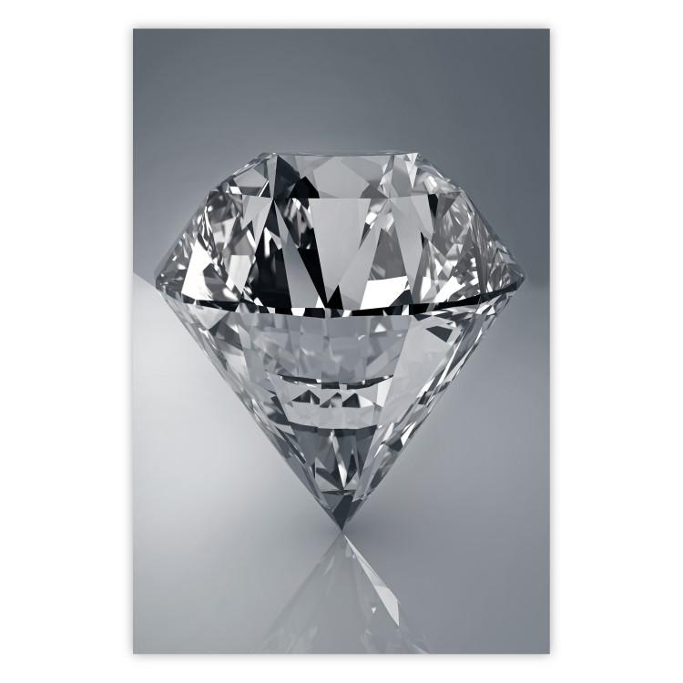 Poster Symbols of Winter - shining diamond-shaped crystal on gray background