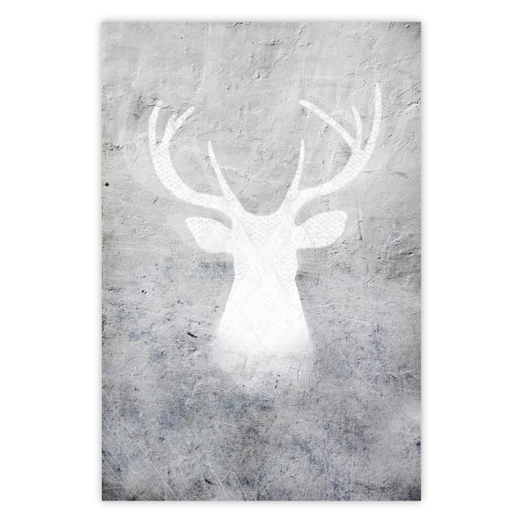 Poster Noble Stag - lighter shade of deer on gray concrete texture