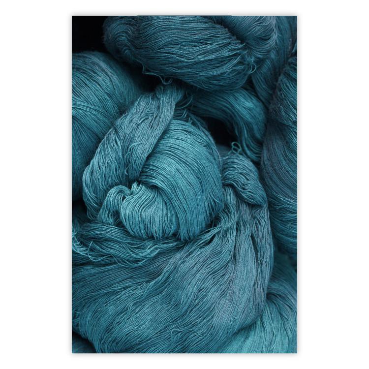 Poster Melancholic Wool - turquoise wool texture in artistic motif