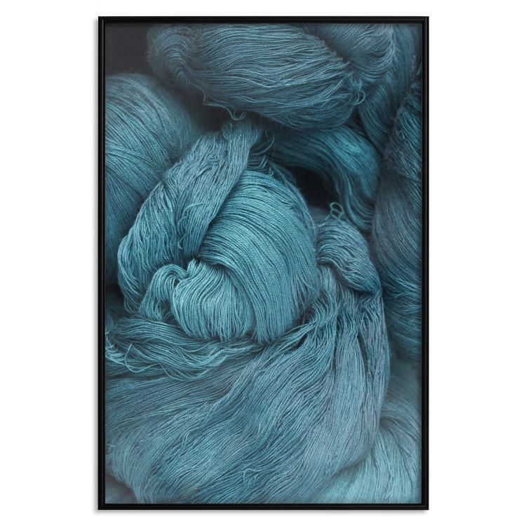 Poster Melancholic Wool - turquoise wool texture in artistic motif