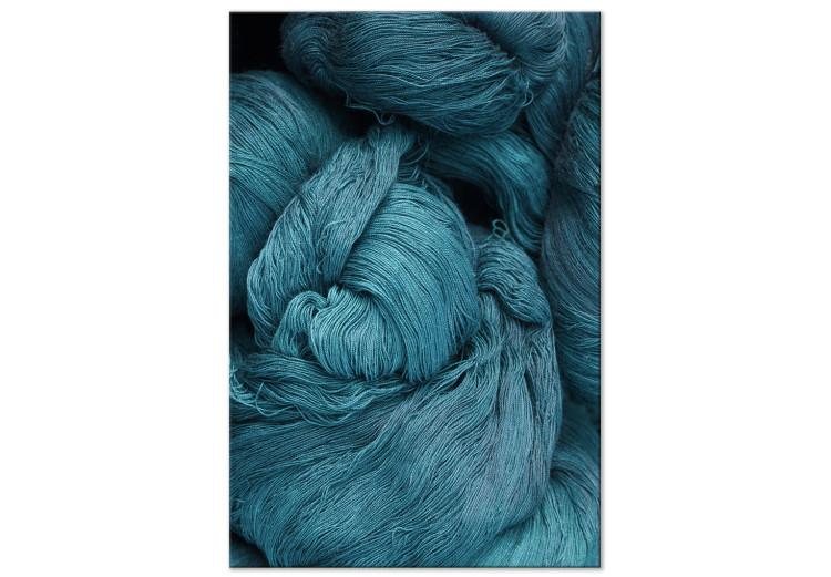 Canvas River of wool - an abstract depicting weave of turquoise yarns