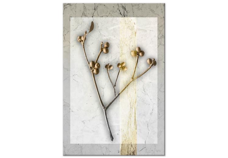 Canvas Glamour style mistletoe - a golden plant on grey, marble background