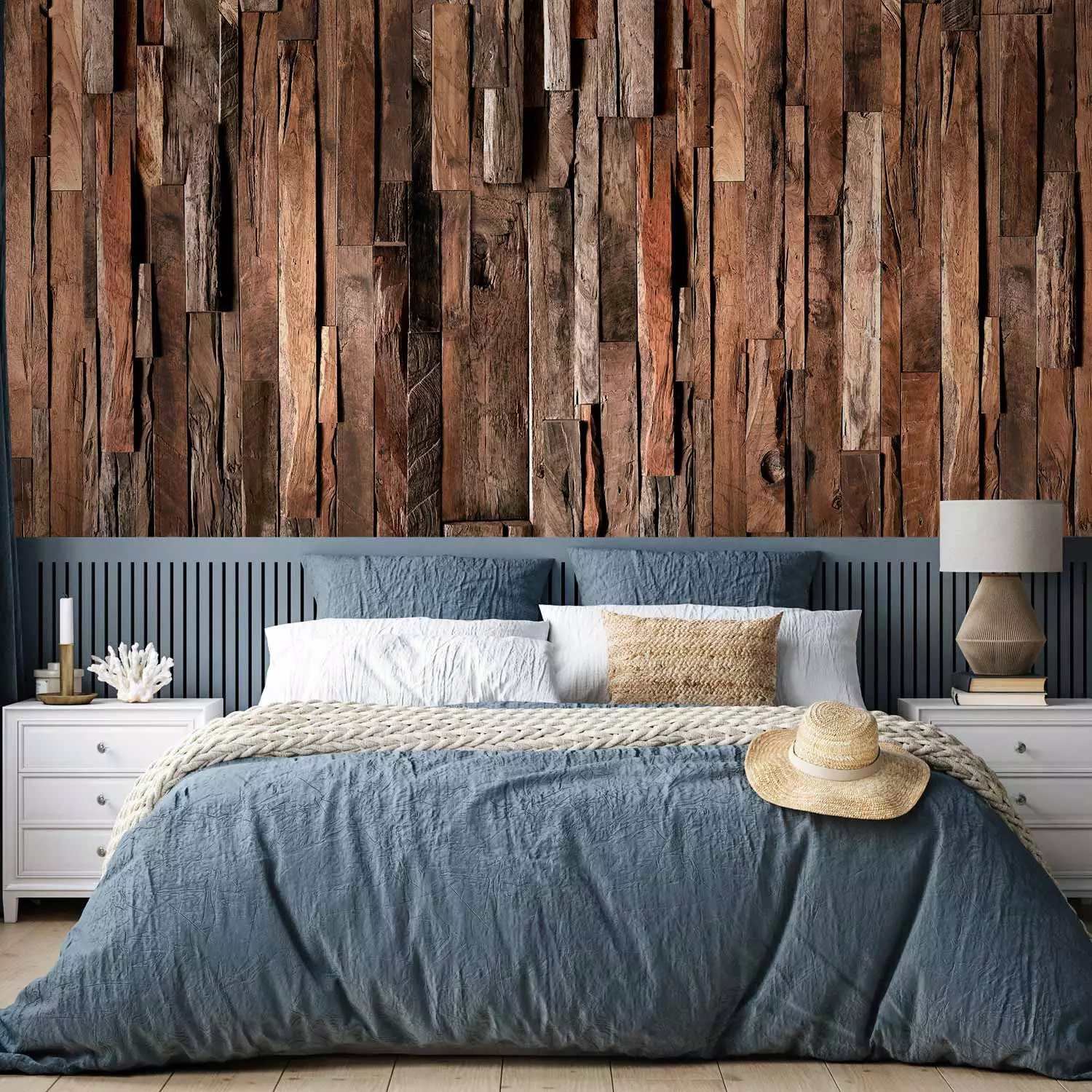 Wall Mural Wooden Curtain (Brown)