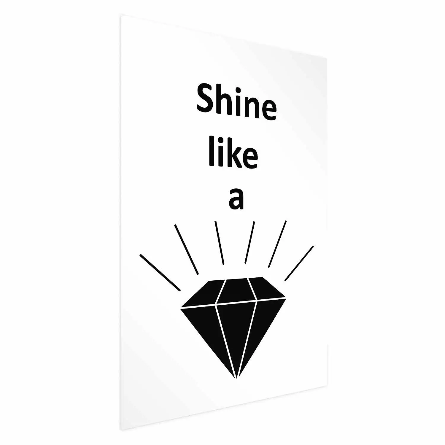 Wall Poster Shine like a Diamond - black and white diamond with English text